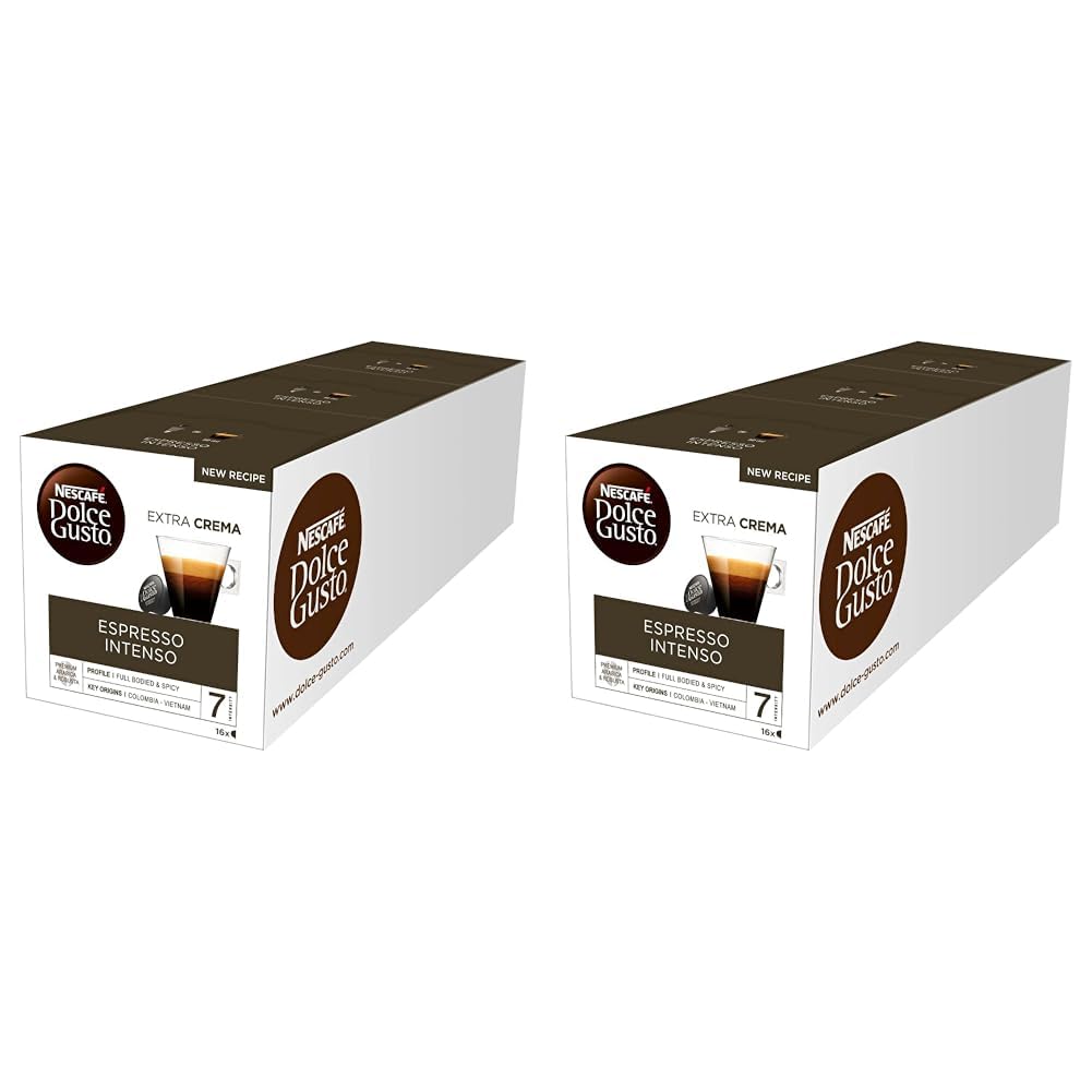 NESCAFÉ Dolce Gusto Espresso Intenso, 48 Coffee Capsules, Arabica and Robusta Beans, Red Summer Berries Flavor, Pink Pepperberries, Aroma Sealed Capsules, Pack of 6 (3 x 16)