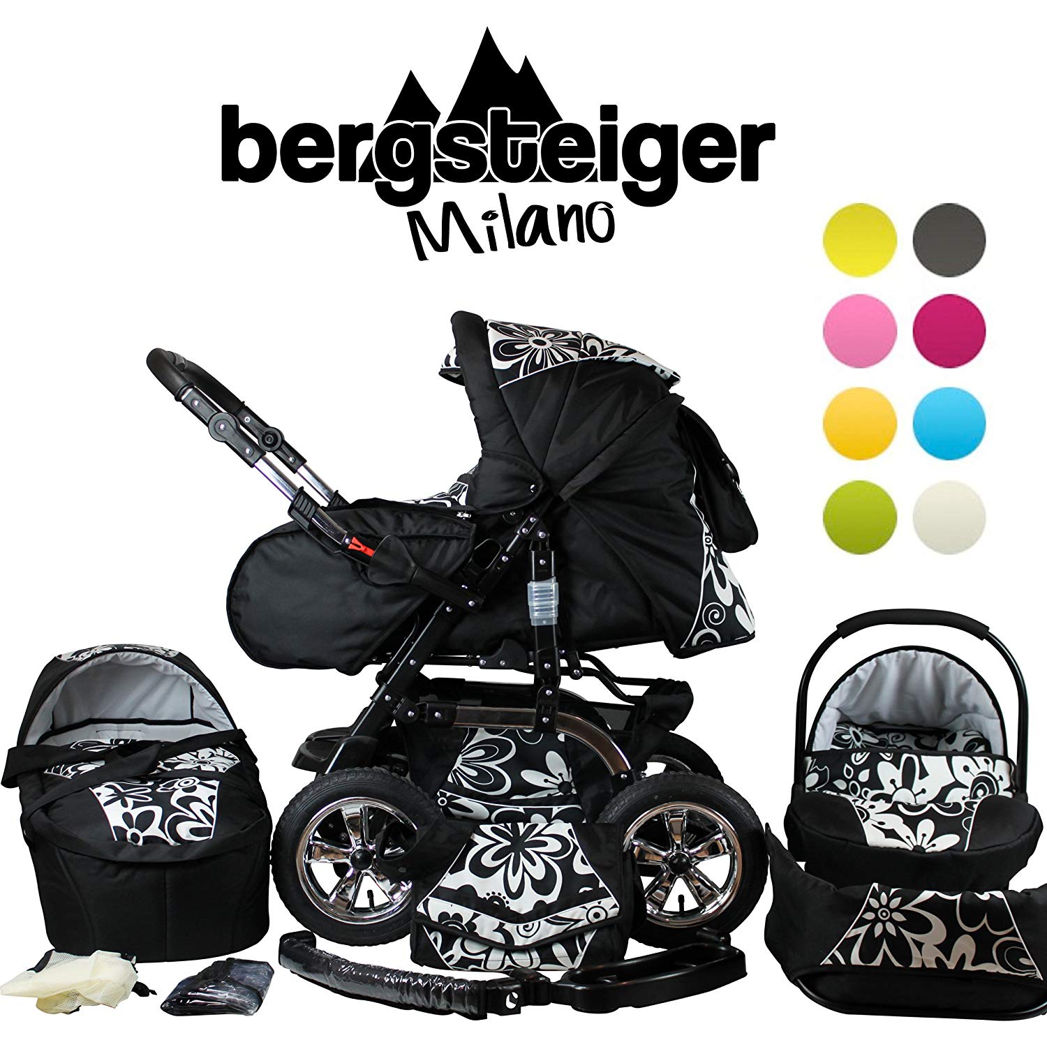 Bergsteiger Hikers Milano COMBI Pushchair + Car Seat Travel System (Mega Set of 10, 8)