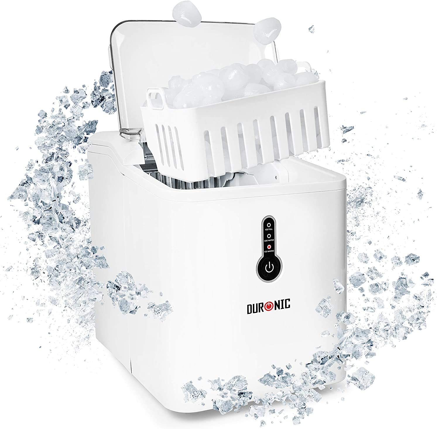 Duronic ICM120 Automatic Ice Cube Machine 9 Ice Cubes in 7 Minutes 1.5 L Water Tank Up to 12 kg per 24 Hours 600 g Capacity Ice Machine 120 W Ice Cube Maker
