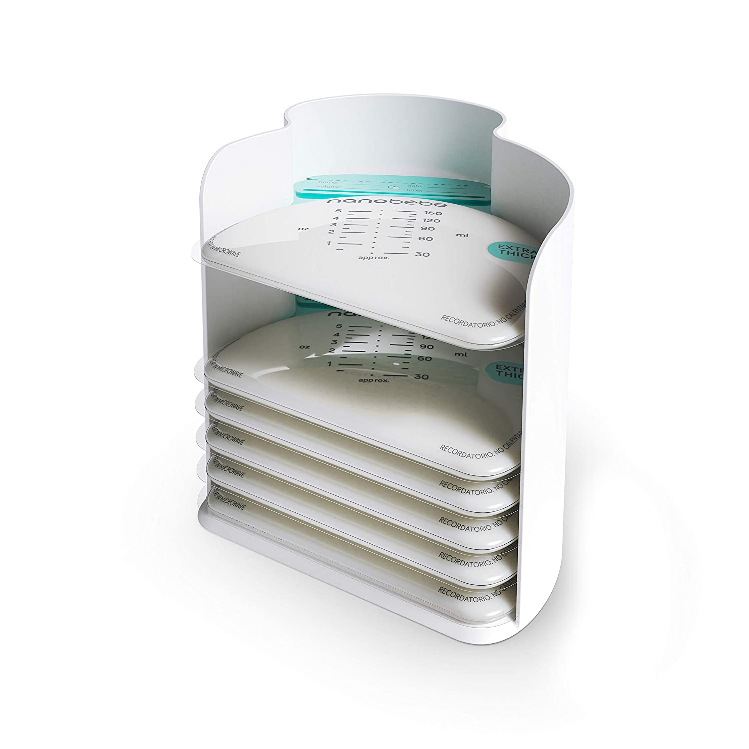 nanobébé Breast Milk Bags Pack of 25 with Organiser Transparent