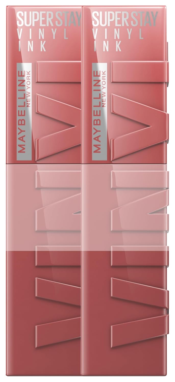 MAYBELLINE Store Maybelline New York Liquid Lipstick, Liquid Lipstick with 16 Hour Hold and Glossy Finish, Super Stay Vinyl Ink, No. 35 Cheeky, 2 x 4.2 ml