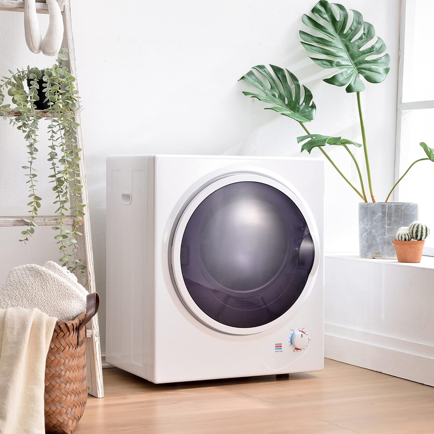 Exhaust Dryer Mini Tumble Dryer Machine 850 W / 2.5 kg White / 50 x 42 x 59 cm Overheating Protection Wall-Mountable [Energy Class C]