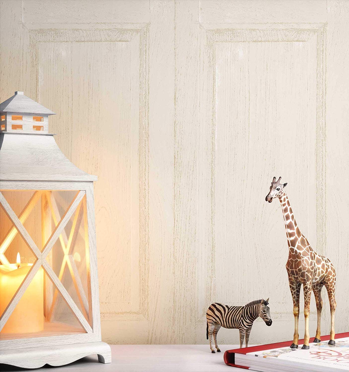 Newroom Design Newroom Childrens Wallpaper Beige Wood Panelling Children Non-Woven Wallpa
