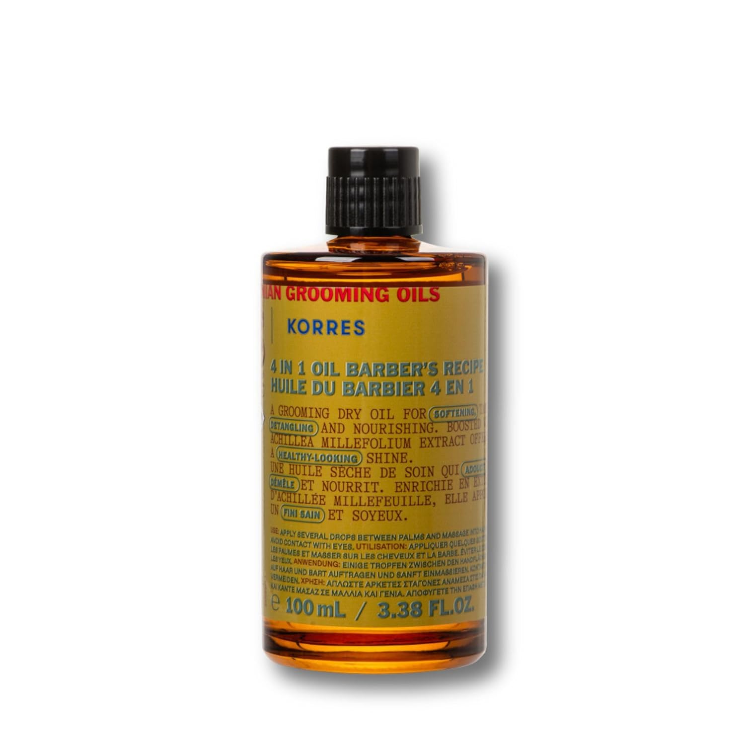 KORRES ATHENIAN GROOMING 4-in-1 Men\'s Care Oil, Dry Oil for Hair and Beard, Nourishes, Detangles and Makes Hair Supple, Vegan, Silicone and Paraben-Free, 100 ml