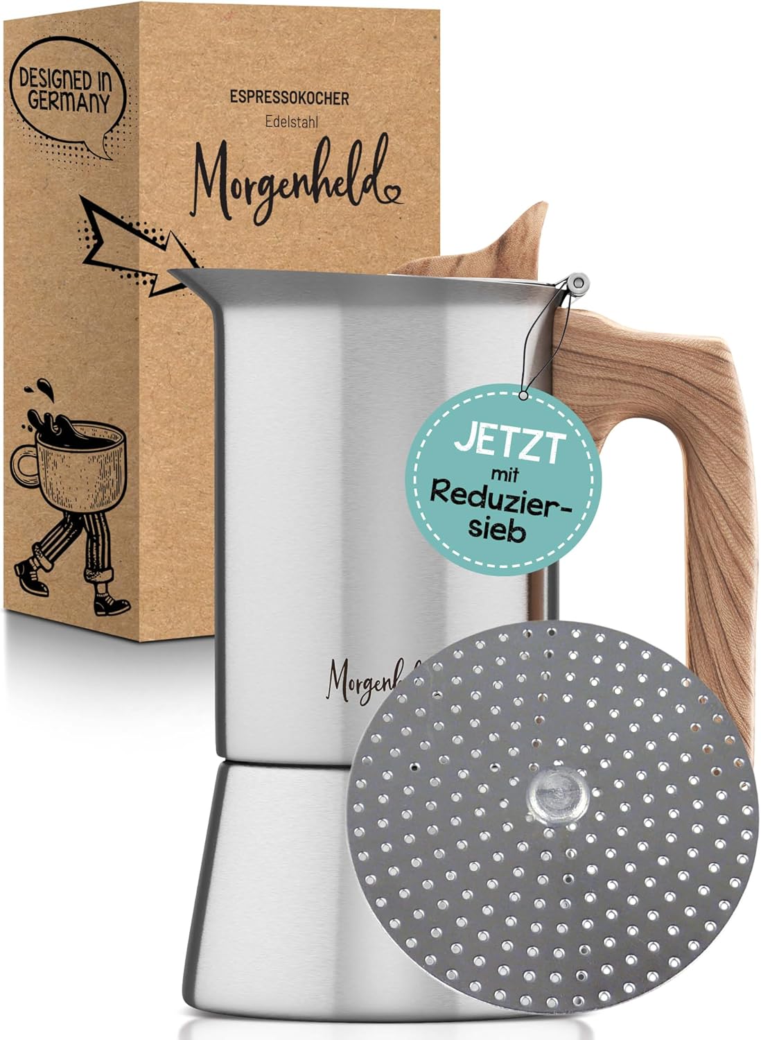 Espresso Maker Stainless Steel Small with Reducing Strainer 4 Cups 200 ml Mocha Pot Espresso Pot Suitable for Induction Cookers Espresso Maker Induction Espresso Machine Mocha Cooker for
