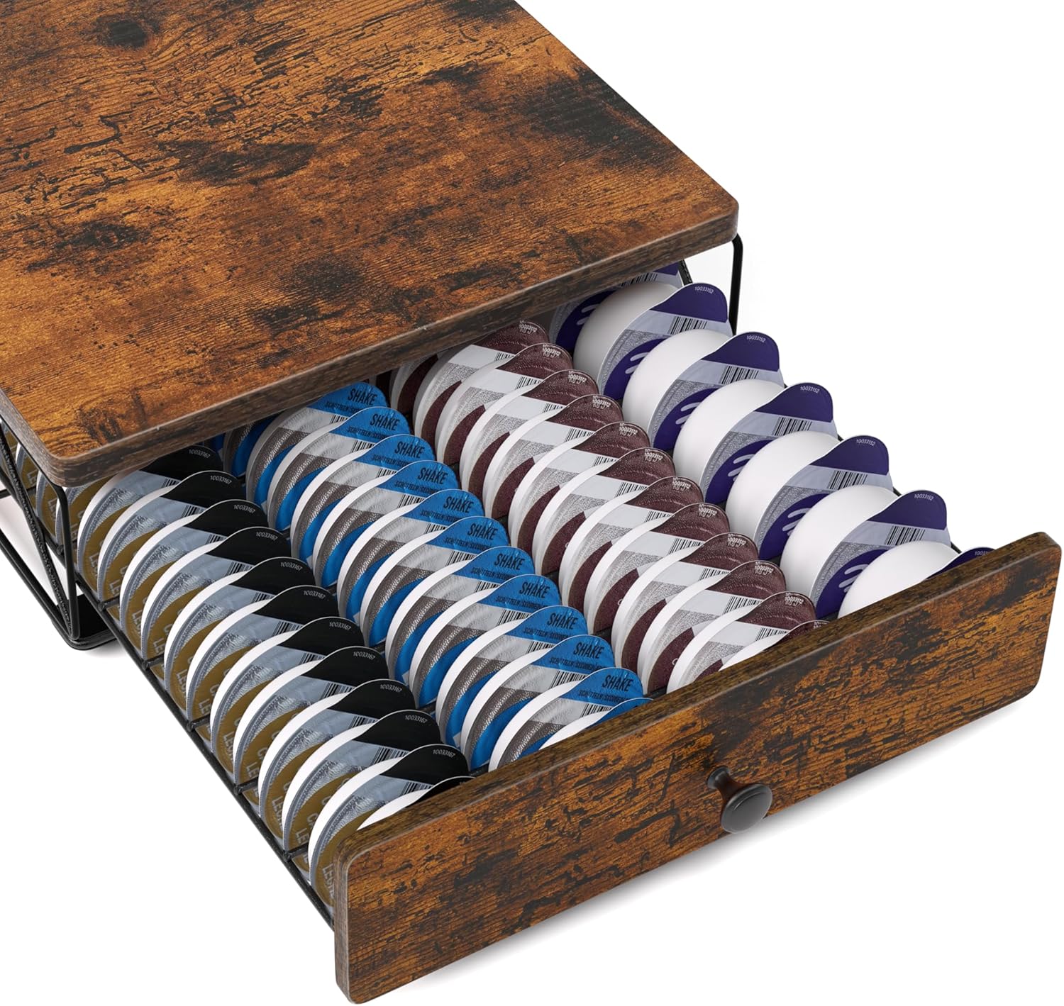 HFHOME Store Capsule holder for 64 Tassimo capsules, coffee capsule storage with vintage finish for Tassimo machines, non-slip and vibration-damping coffee capsule storage (coffee capsules not included)