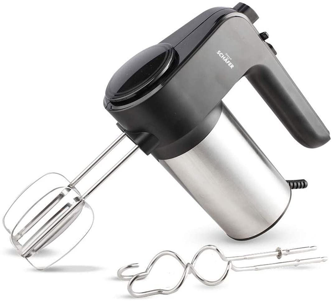 Schaefer Schäfer 400 watt hand mixer - hand mixer with 6 speed settings plus turbo button + 2 dough hooks + 2 whisks made of stainless steel