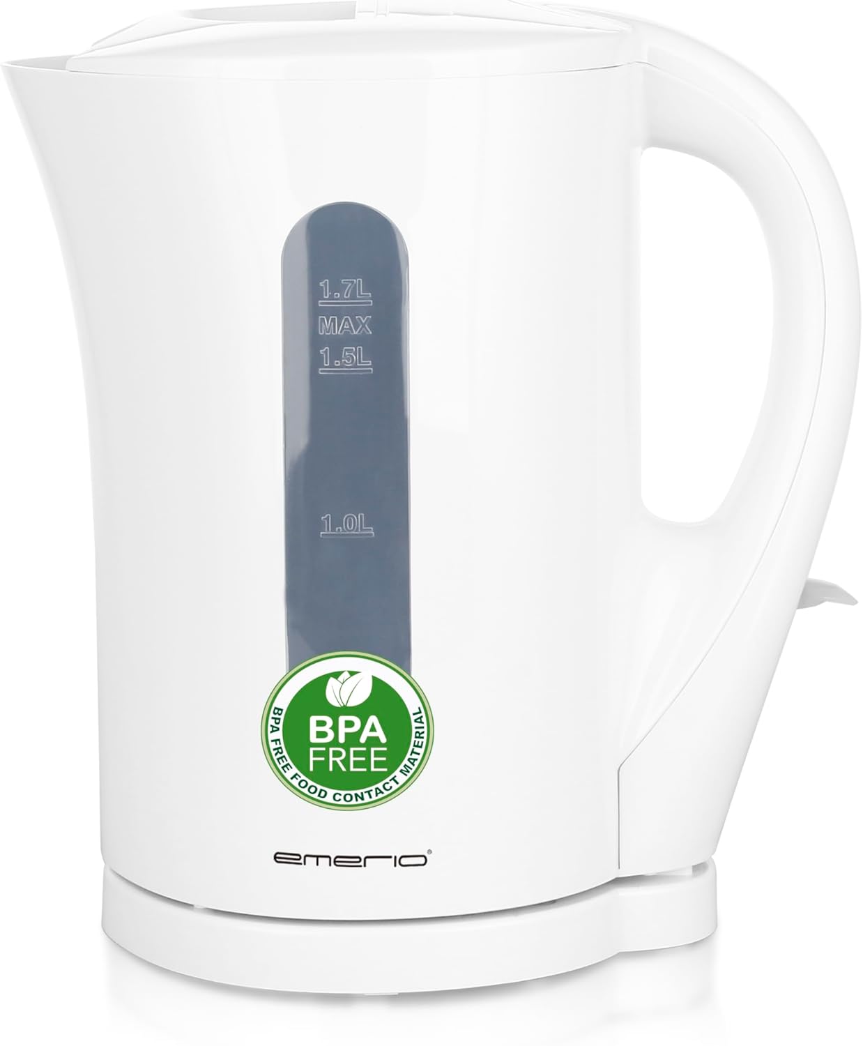 Emerio Basic Kettle | Plastic BPA Free | 1.7 L Volume with Illuminated On/Off Switch | Wireless | Auto Off | Overheating Protection | Removable Limescale Filter | 2200 Watt | WK-123483.1