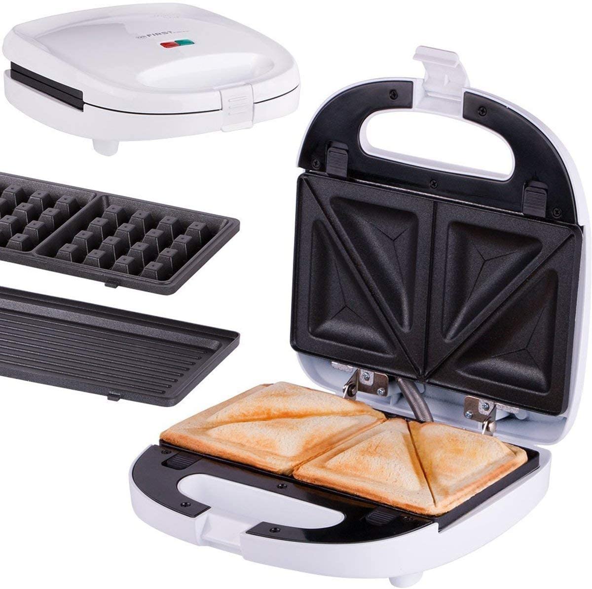 TZS First Austria 3 in 1 Sandwich Maker Waffle Iron Table Top Grill with Click System, Thermostat, Oven Electric Sandwich Toaster, 700 Watt, Contact Grill