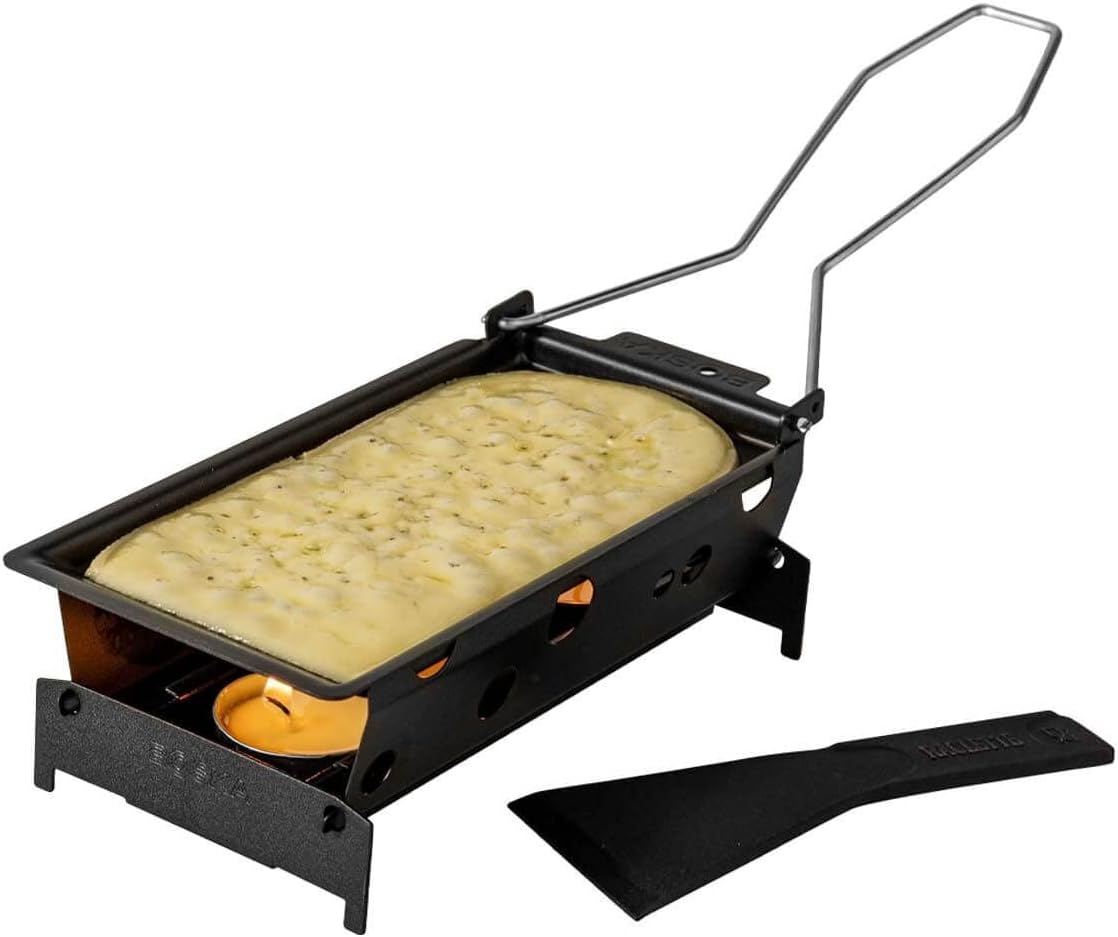 BOSKA\" Partyclette to Go Explore 6-Piece Portable Raclette Set, Stainless Steel Silver/Black, 19 x 10 x 5 cm