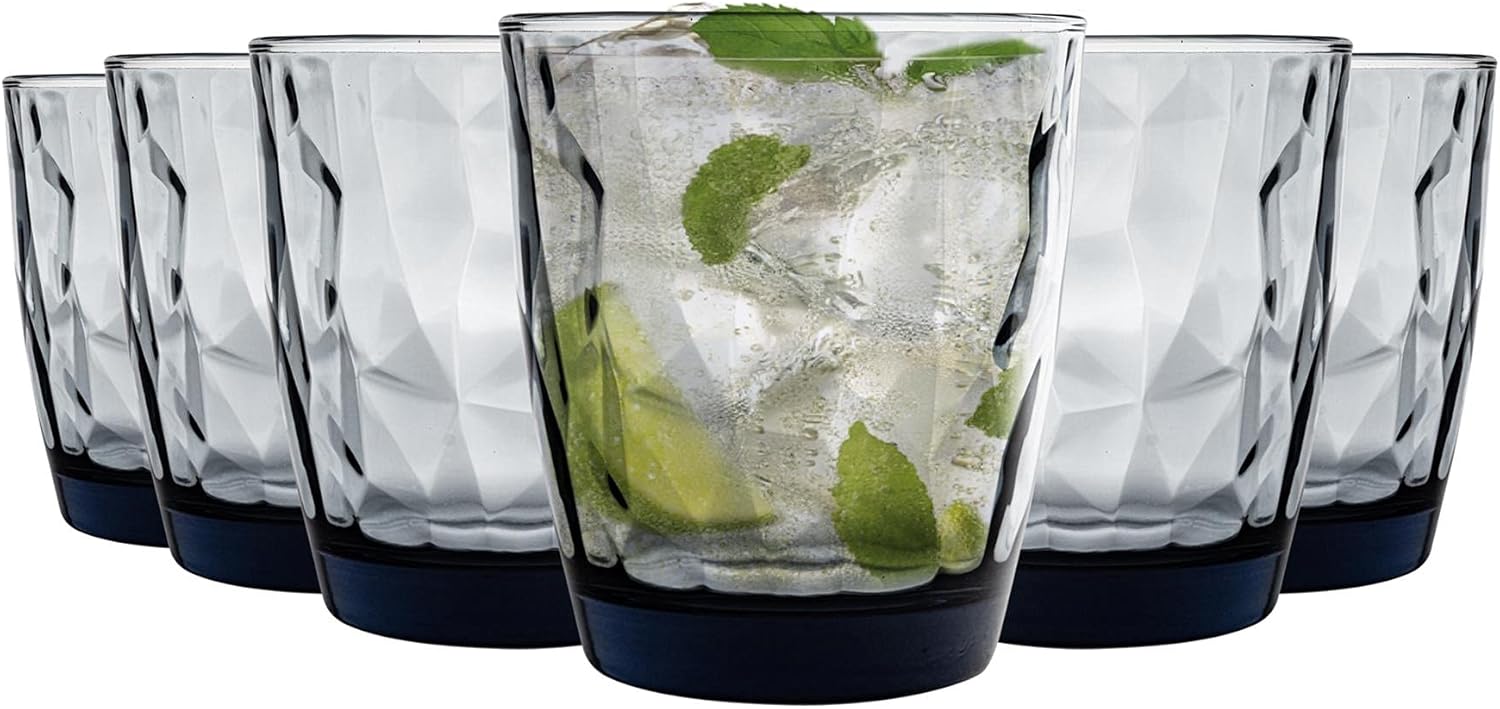Bormioli Rocco Diamond water glasses, 390 ml, blue, pack of 12