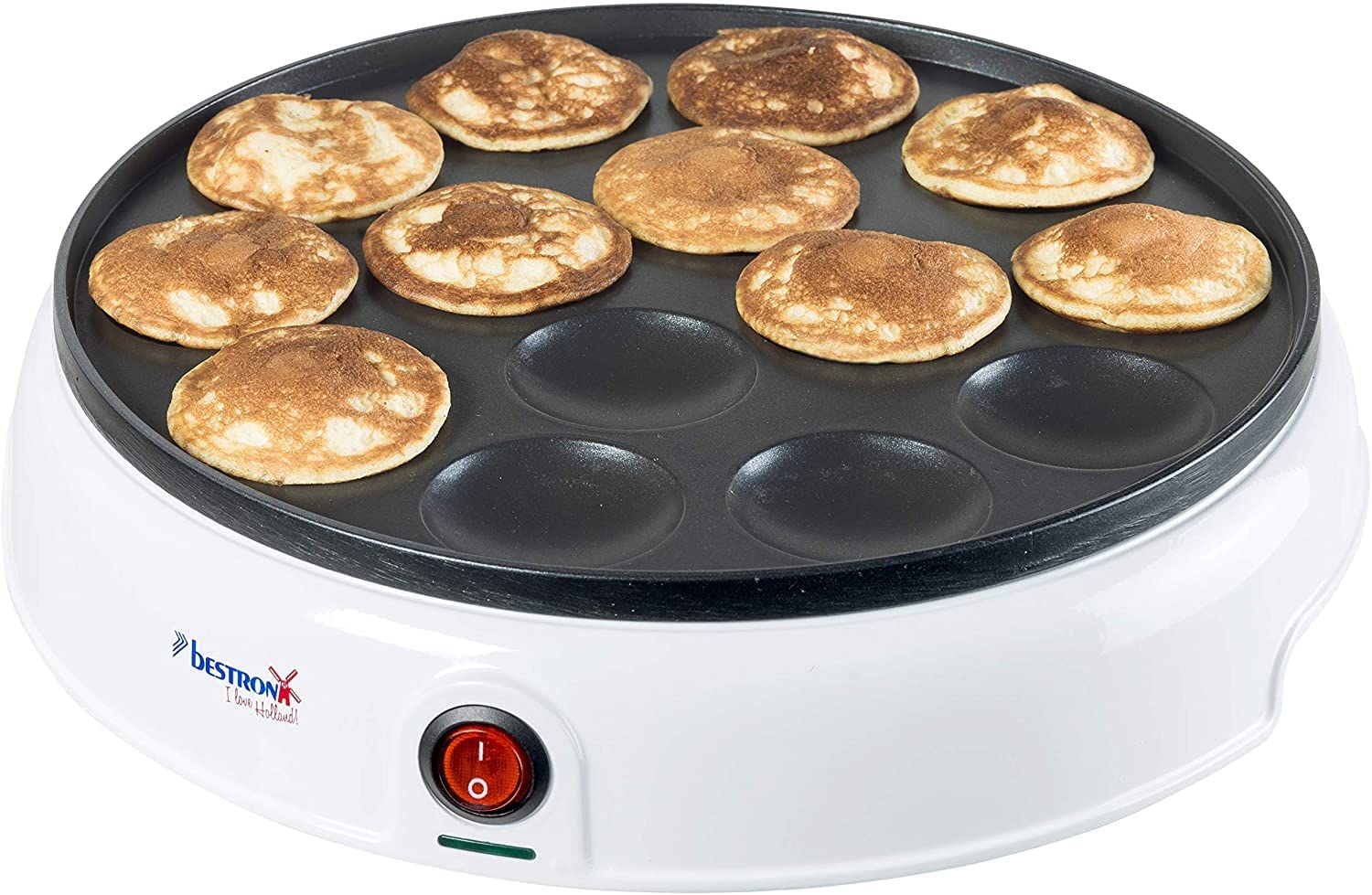 Bestron Poffertjes Maker in Retro Design and Dough Scoop with Scale for 700 ml