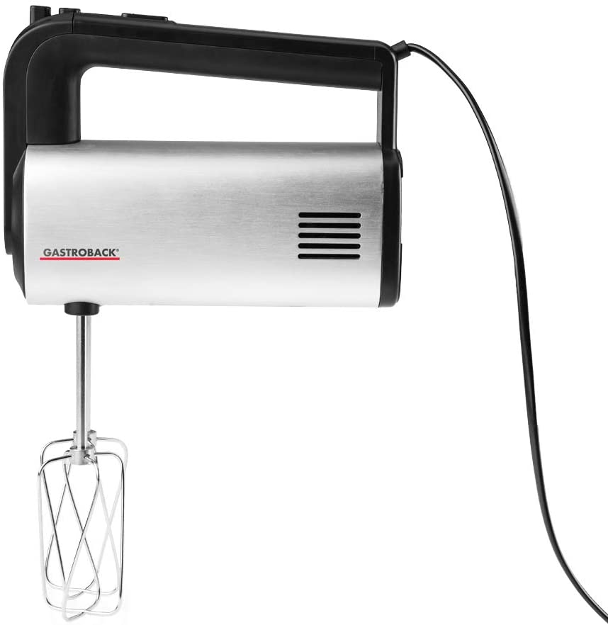 Gastroback 40983 Design Hand Mixer Pro, 5 Speeds and Turbo Function, Dural Aluminium Brushed Housing, 500 Watt, Silver, Black