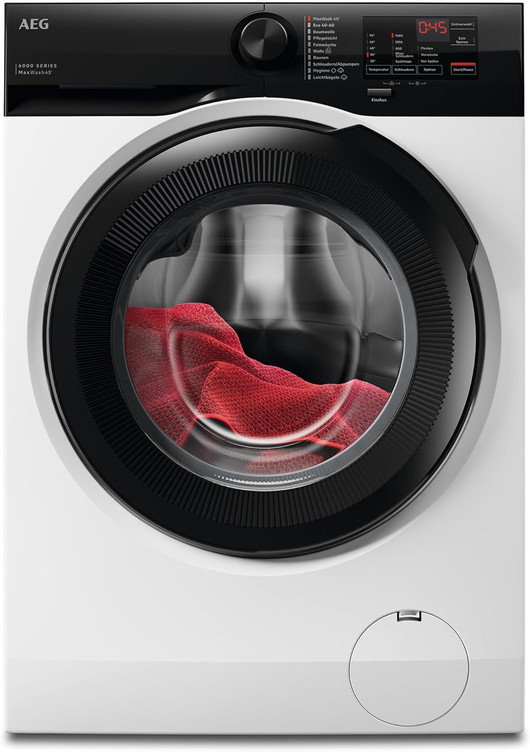 AEG Washing Machine 8 kg, Series 6000 ProSense: Automatic Flow Rate for Automatic Adjustment of Washing Time and Energy Consumption, Delay Start, Refill Function, Full Water Protection, 1400 rpm