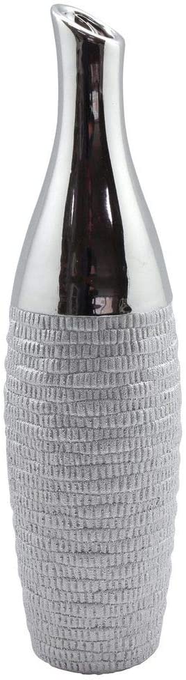 Gilde Decorative Bottle Vase Ceramic Loona 30 x 9 x 9 cm Silver