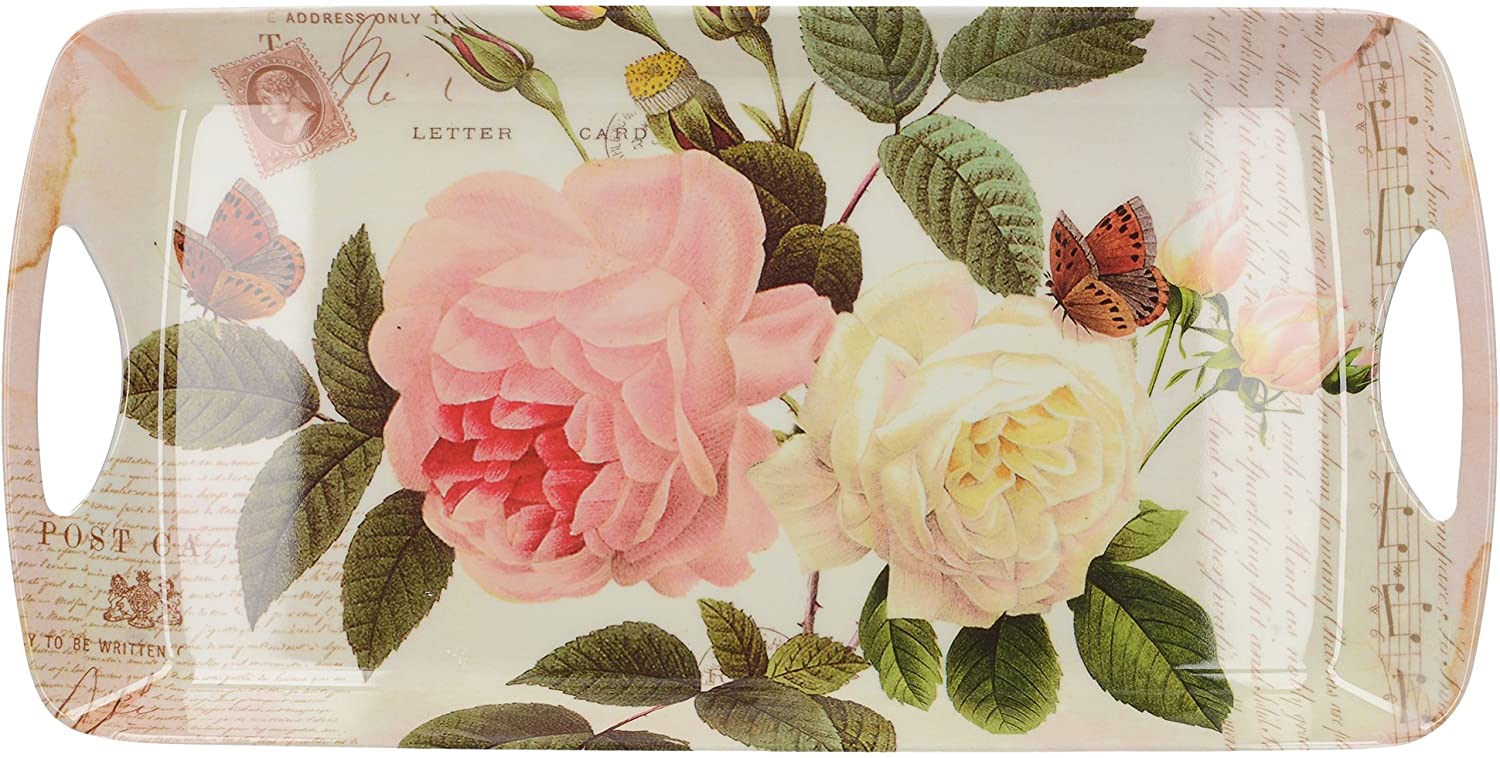 Creative Tops Rose Garden Small Luxury Melamine Serving Tray, 15 x 7¾ Inch