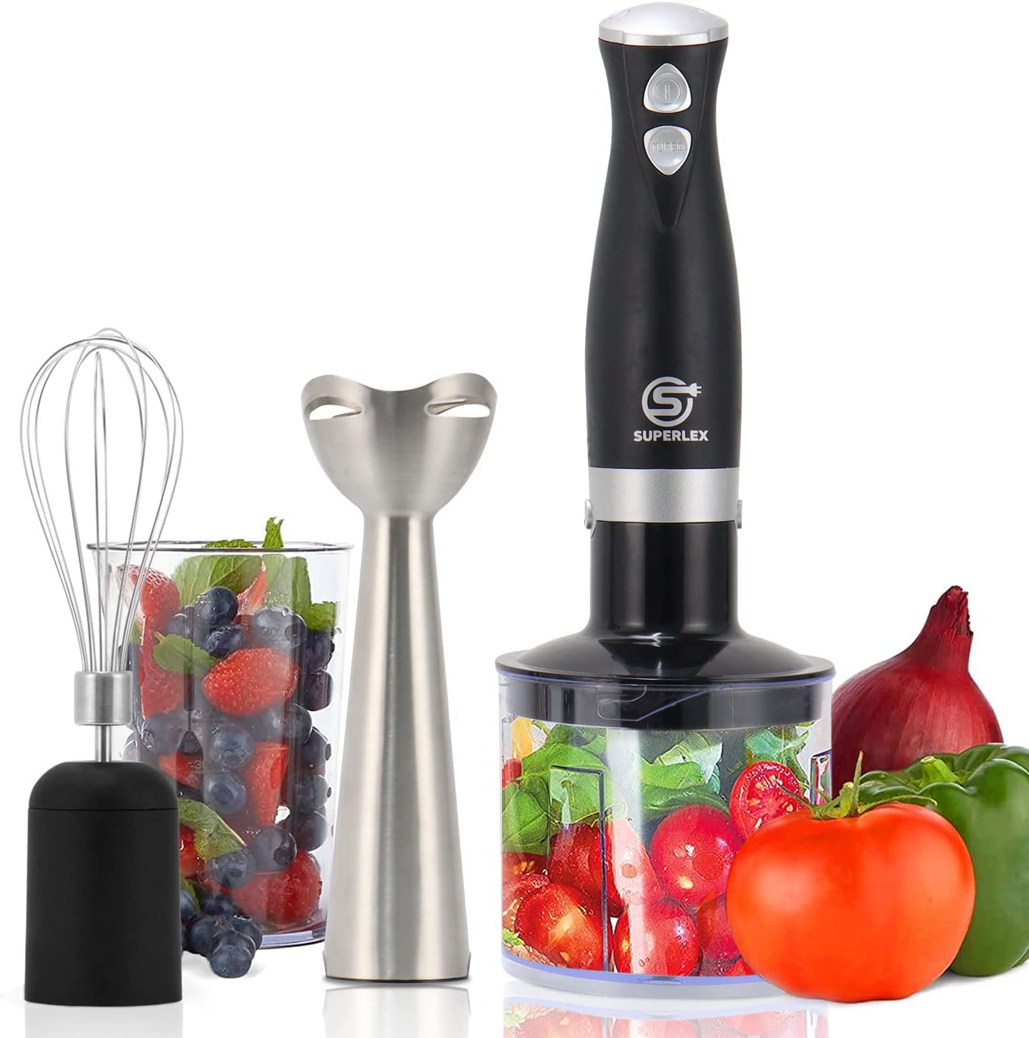 Generic Superlex 3-in-1 Multifunctional Hand Blender Set Hand Mixer Chopper Whisk