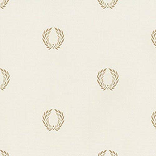 galerie-24 Md29411 Impressions Silk Crest Motif, Gold, White Gallery Wallpaper