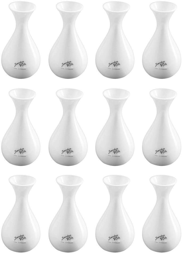 Sandra Rich Porcelain Bottle Vase Solo Diameter 6.5 Cm Height 13 Cm, Whit