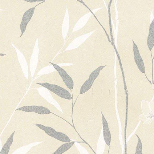 galerie-24 Cream floral Impressions silk, silver, white gallery Wallpaper – md29404