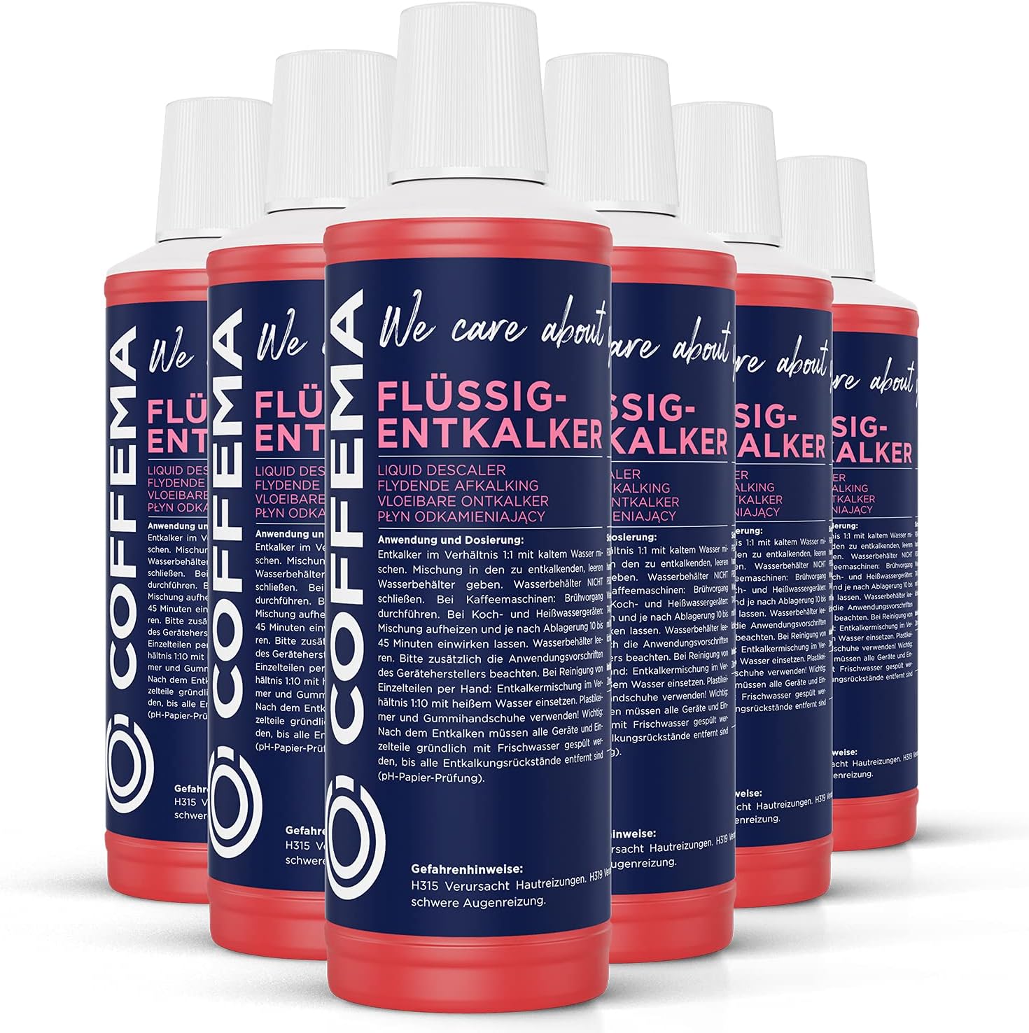 COFFEMA Liquid Descaler for Fully Automatic Coffee Machines - 6 x 1000 ml - with Practical Colour Indicator - for Coffee and Espresso Machines, Pad and Capsule Machines and Hot Water Boilers