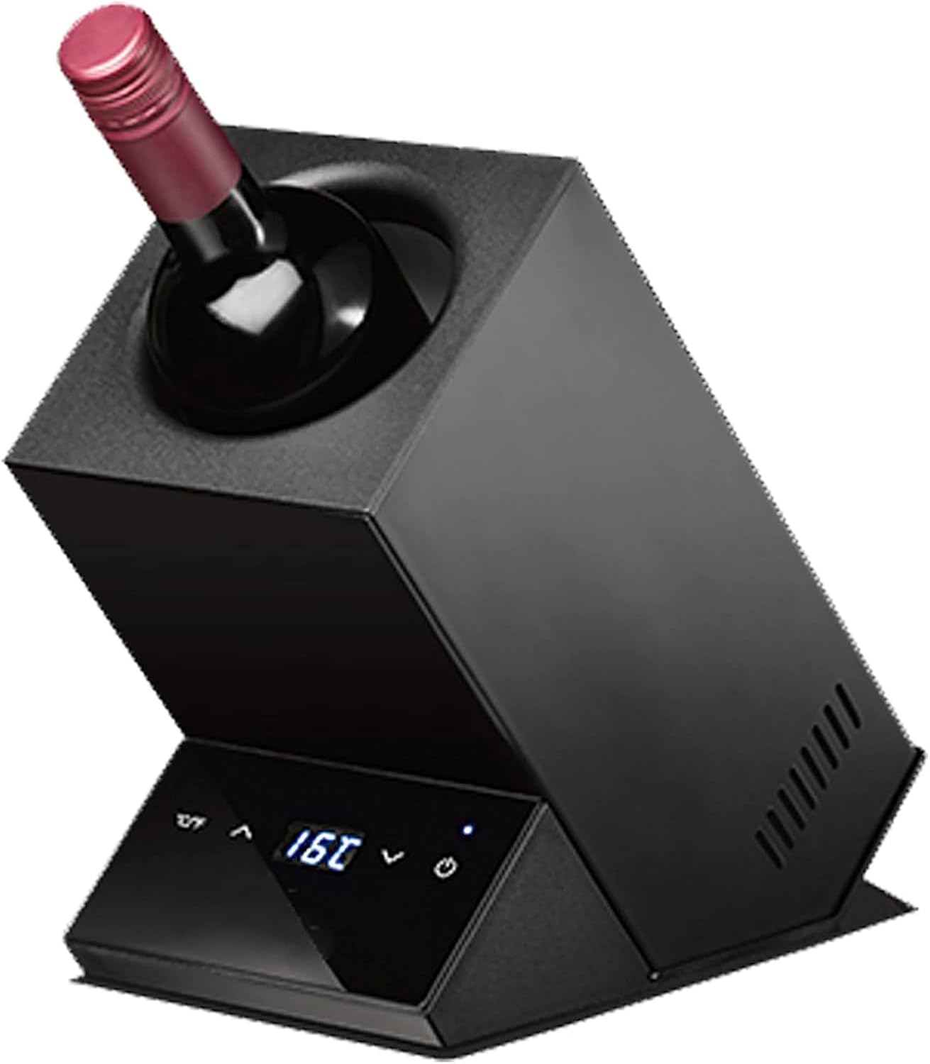 Mcamgiczin Electric Wine Cooler, Single Bottle Wine Cooler Made of Stainless Steel, Wine Bottle Cooler, Quick Cooler for Drinks, Champagne, Drinks, Gifts for Wine Lovers, Black Square