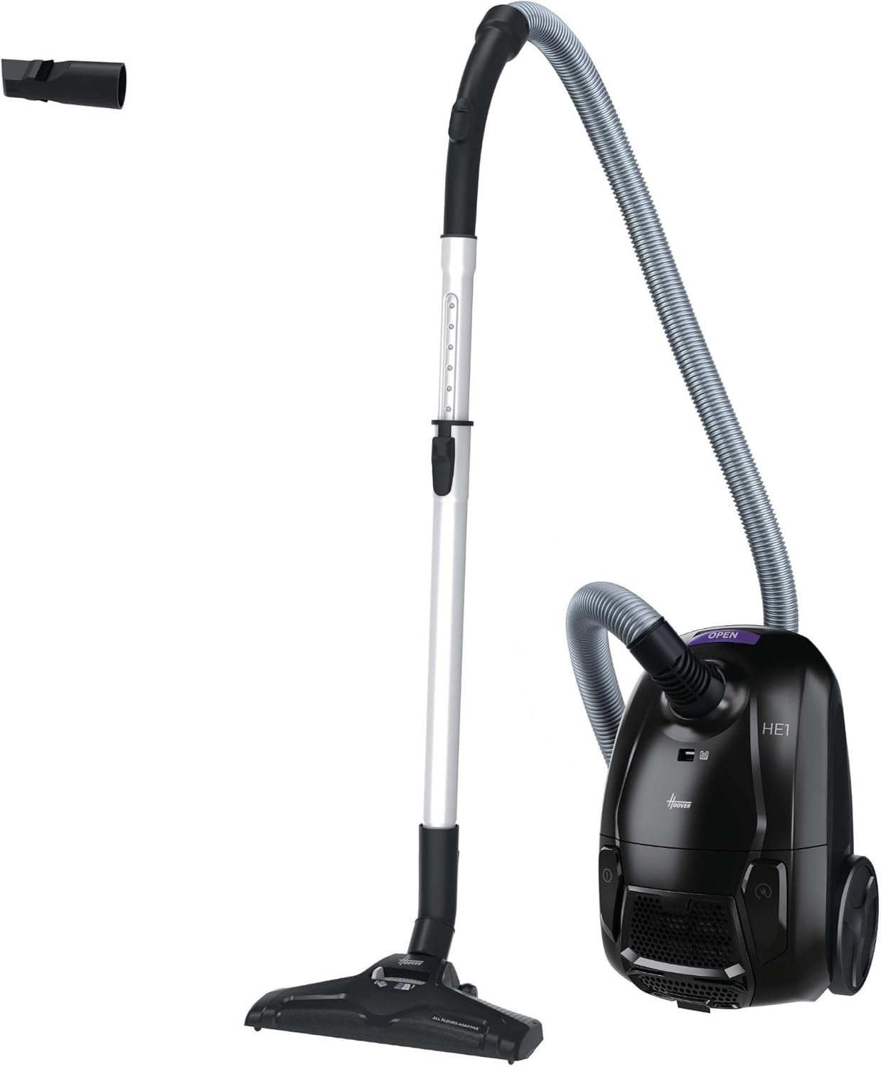 Hoover HE1 Very Small and Compact, Powerful Vacuum Cleaner for Hard Floors and Carpets, EPA Dust Filter, 2.5 L Dust Bag, Integrated Accessories, 700 W, Vacuum Cleaner with 7.5 m Cable Length
