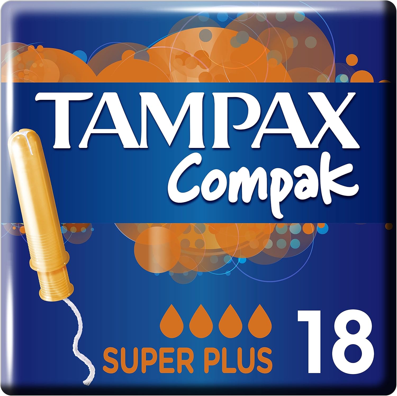 Tampax Compak Super+ Tampons with Applicator 18x, Leakage Protection and Discretion, Feel Clean