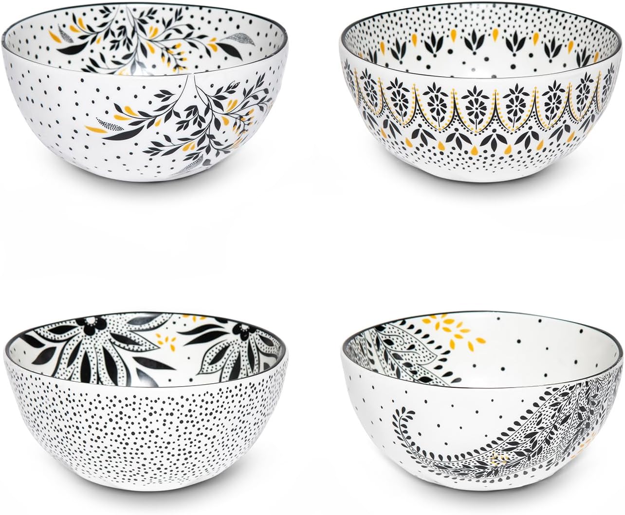 Portmeirion Home & Gifts Sara Miller London Artisanne Noir Rice Bowl with Gold Detailing, 13 cm