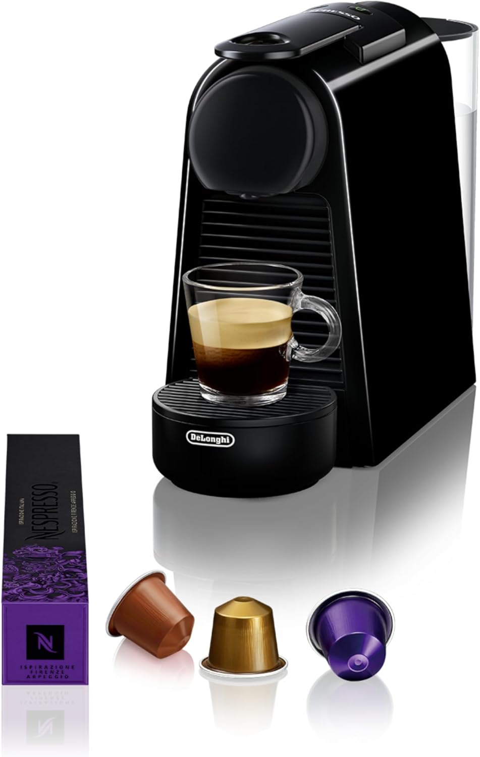 De\'Longhi Nespresso Essenza Mini EN 85.B Coffee Capsule Machine, Welcome Set with Capsules in Various Flavors, 19 Bar, Pump Pressure, Space-Saving, Black