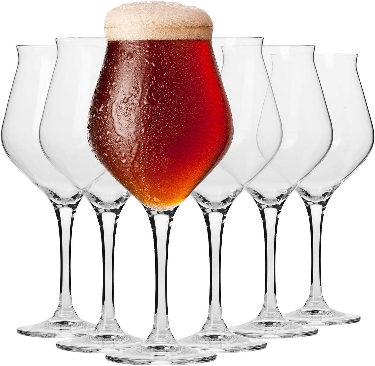 Krosno Beer Tulip Beer Glasses | Tasting Glass | Set of 6 | 420ml | Avant-Garde Collection | Perfect for Home and Parties | Dishwasher Safe | Lead Free Crystal Glass