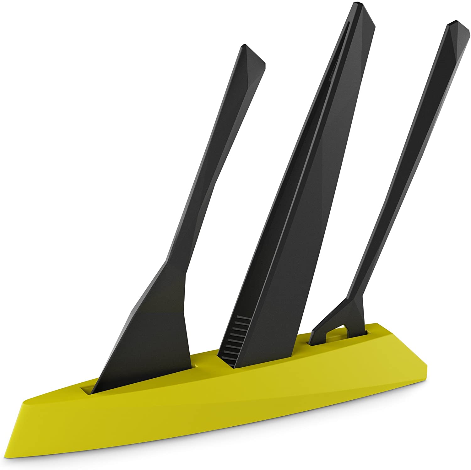 Koziol Cooking Utensil Stand, Plastic, Mustard Green/Black, 6.9 x 40.7 x 31.8 cm