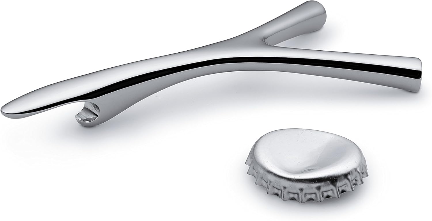 Alessi Virgula FGO06 Divina Bottle Opener 18/10 Stainless Steel Mirror Polished, Silver, 10.6 x 5.6 x 1.4 cm