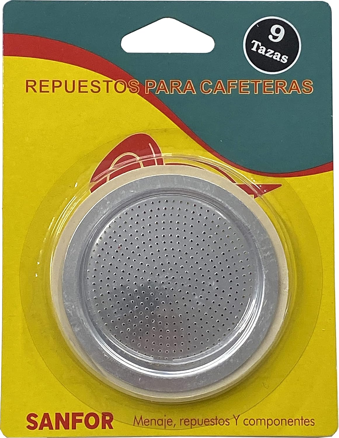 Sanfor Rubber Gaskets + Filter for Italian Coffee Machine 9 Cups Rubber White Aluminum 82 x 65 x 8 mm