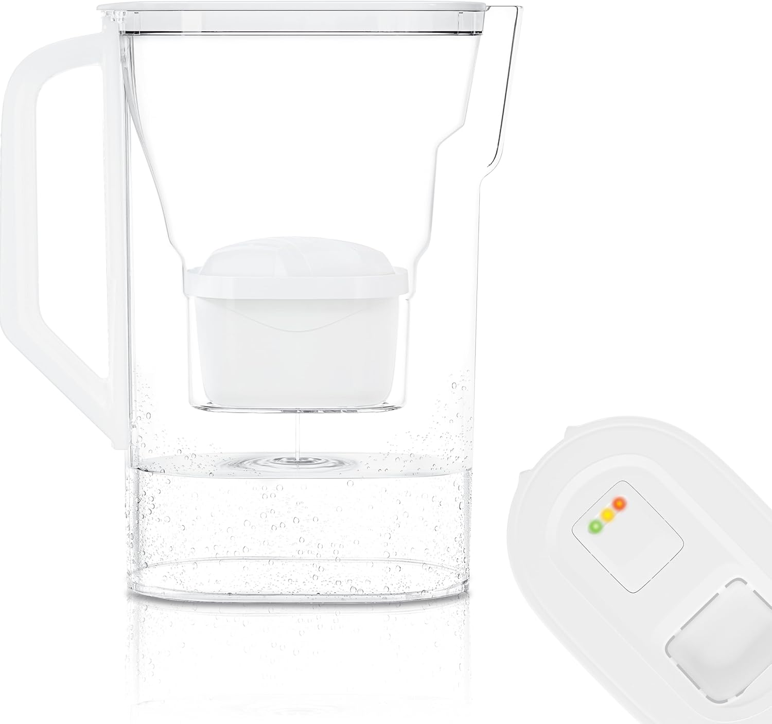 Wessper Carafe for Fridge Door 2.7 L, Compatible with Brita Maxtra, Water Jug with Filter Wear Indicator, Set Includes a Water Filter Carafe and a Water Filter, White
