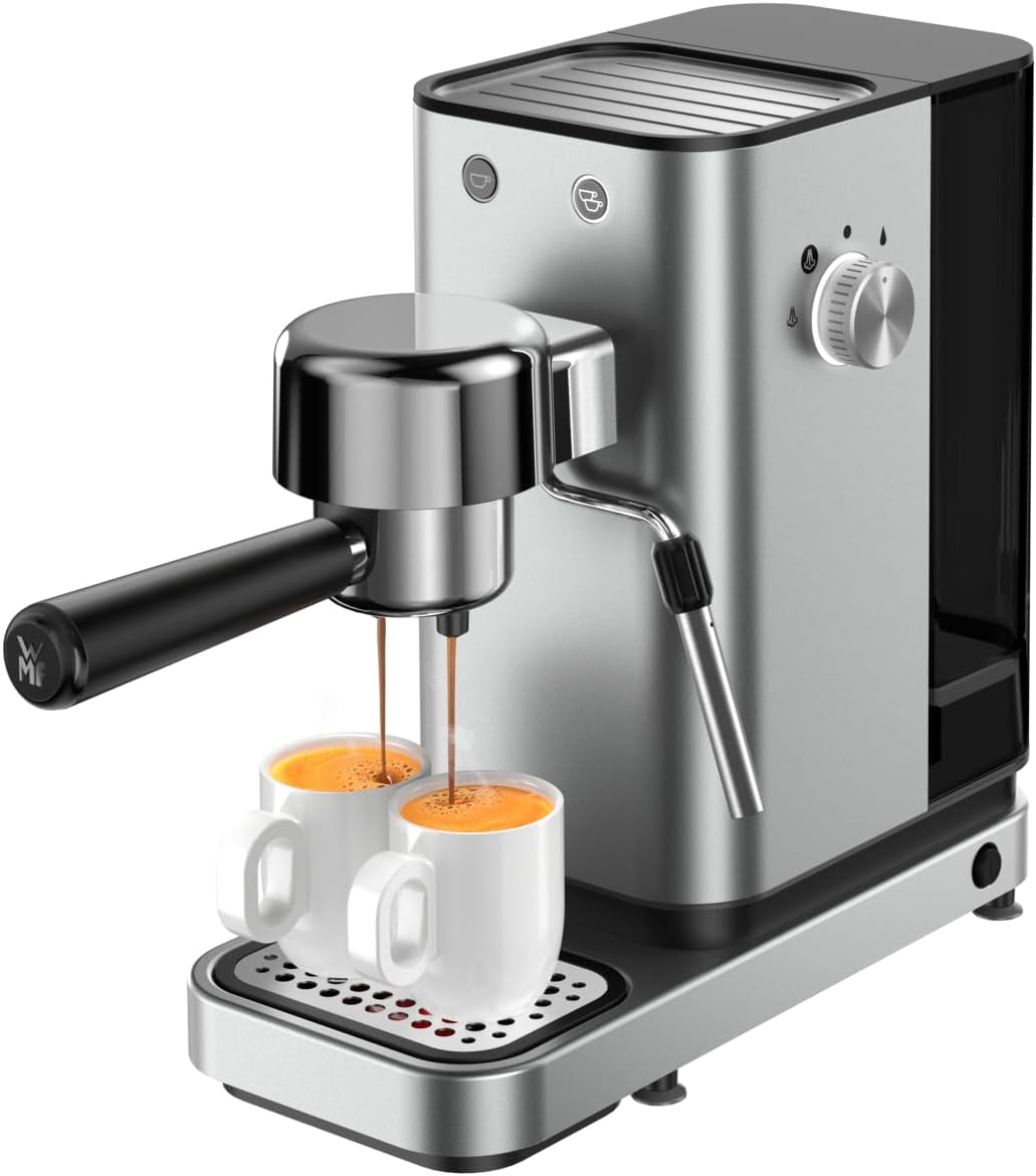 WMF Lono Silk Espresso Machine - Stainless Steel Portafilter Machine with 15 Bar Pressure, Crema Assist & Milk Frother, Compact & Elegant in Anti-Fingerprint Design, Ideal for 1-2 Cups of Espresso