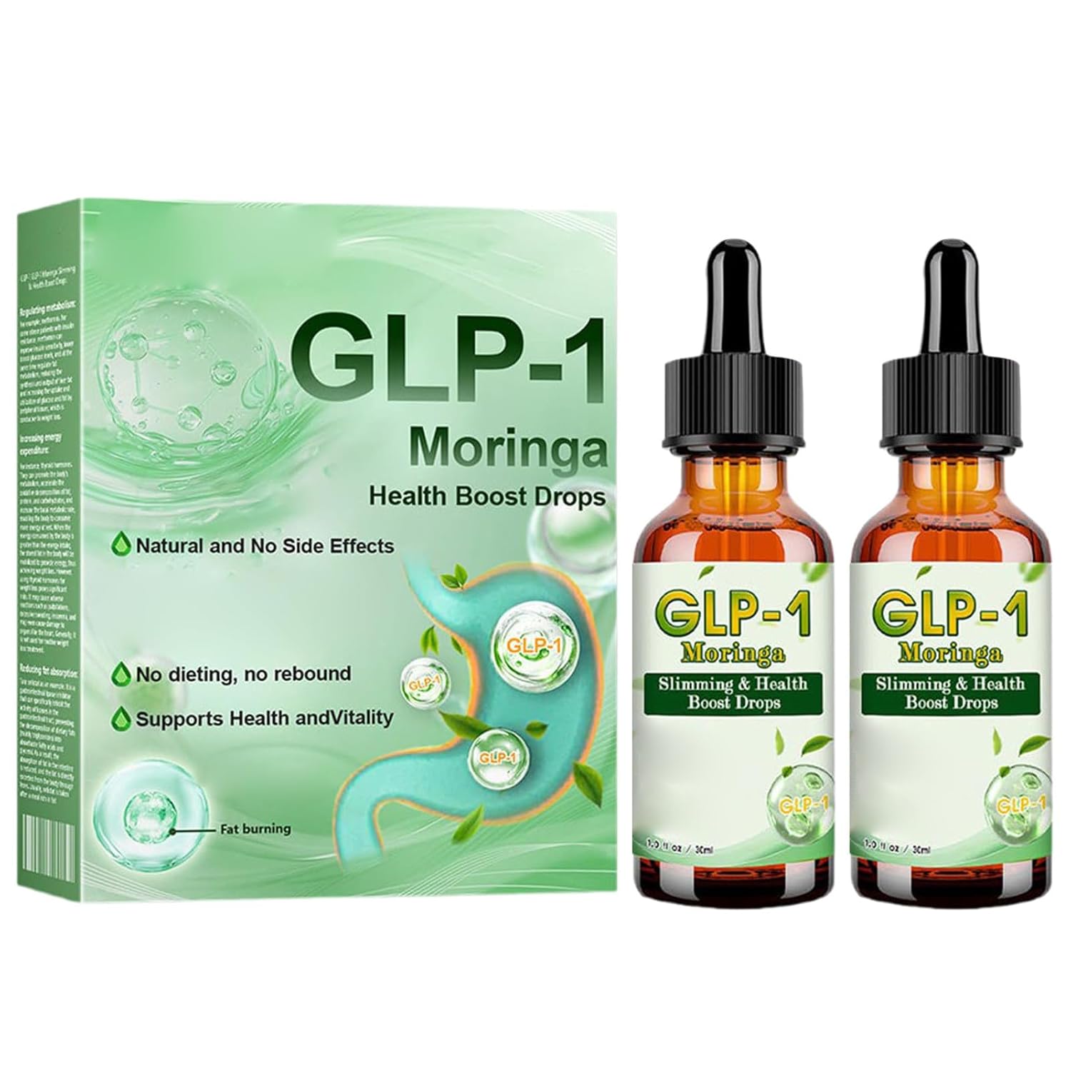 Lercea GLP-1 Moringa Health Boost Drops, HHVB GLP-1 Health Boost Drops, Organic Moringa GLP-1 (2 Pieces)