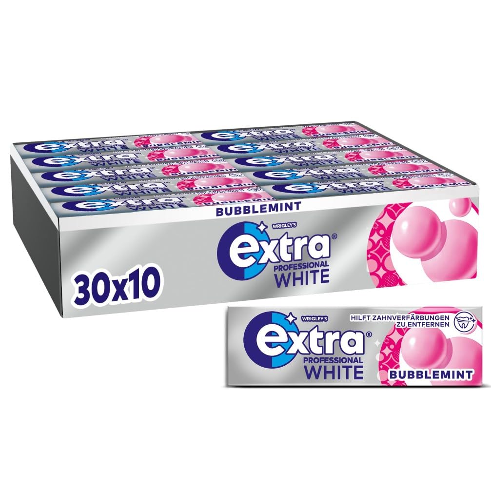 EXTRA Store Extra Professional White Bubblemint, Sugar-Free Chewing Gum, Multipack with 30 x 10 Dragees, For Fresh Breath