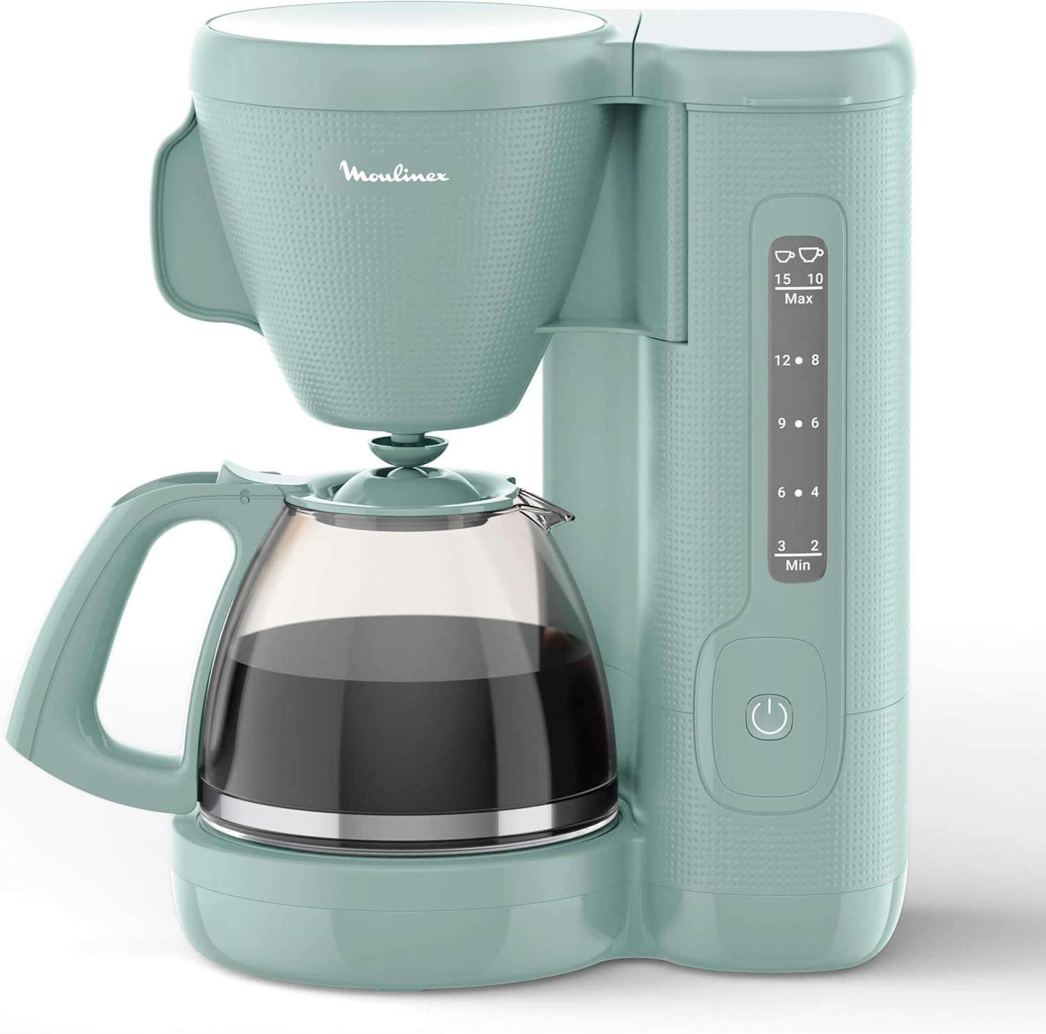 Moulinex Filter Coffee Machine, Front Water Tank, 1.25 L, Permanent Filter, Swivel Filter Holder with Wide Handle, Drip Stop, Keep Warm Function, Eucalyptus Morning FG2M1310