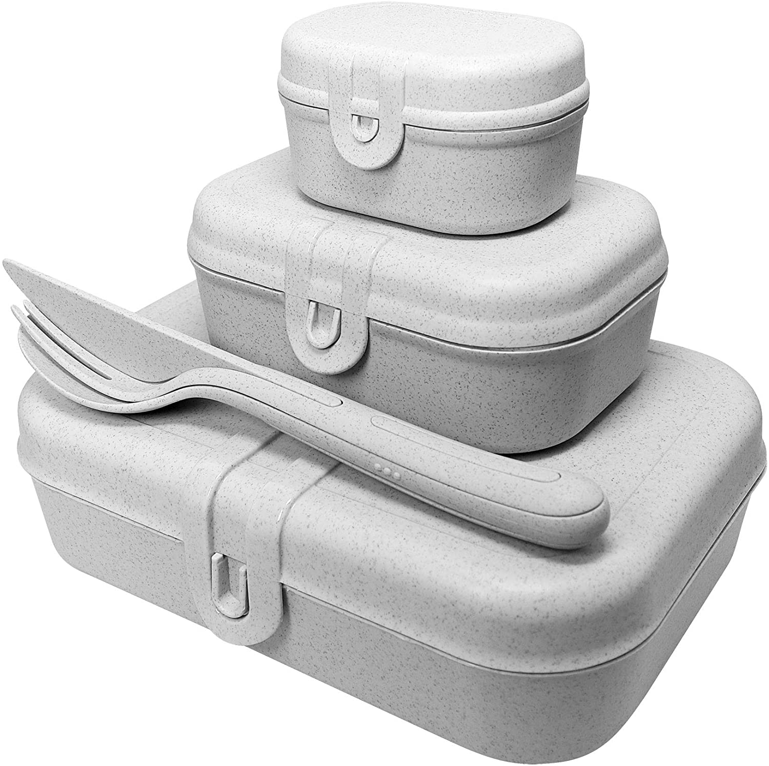 Koziol Pascal Ready 3168870 Lunch Box Set + Cutlery Set Organic Grey