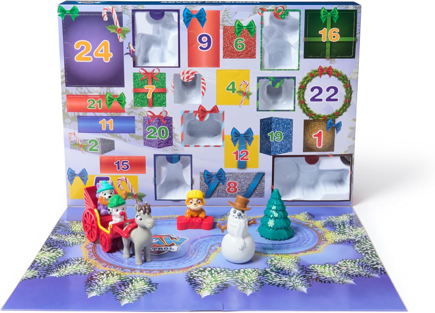 PAW PATROL Advent Calendar 2024 - 24 Toy Surprises for an Imaginative Winter World, 7 Puppy Figures, Animal Figures and Accessories, from 3 Years