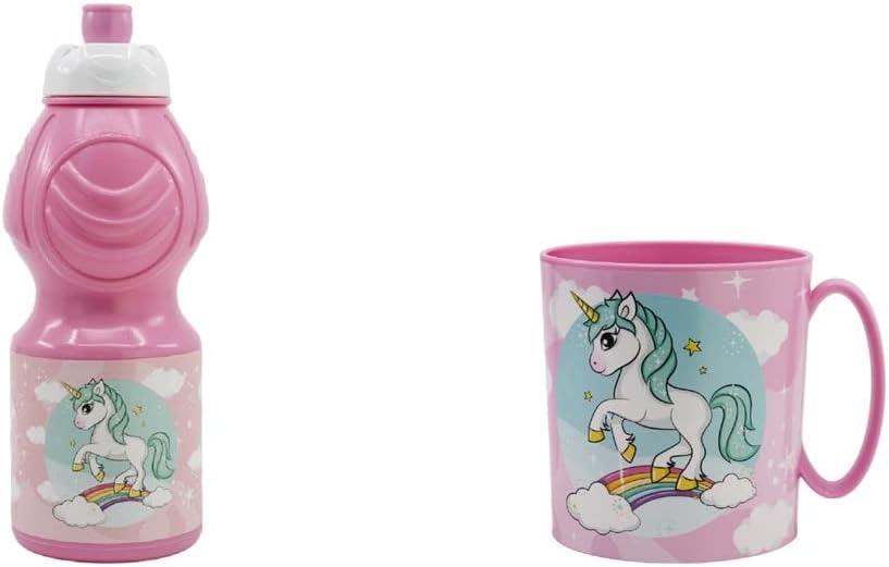 4830 Unicorn Set Microwave 350ml and 400ml Water Bottle Reusable BPA Free