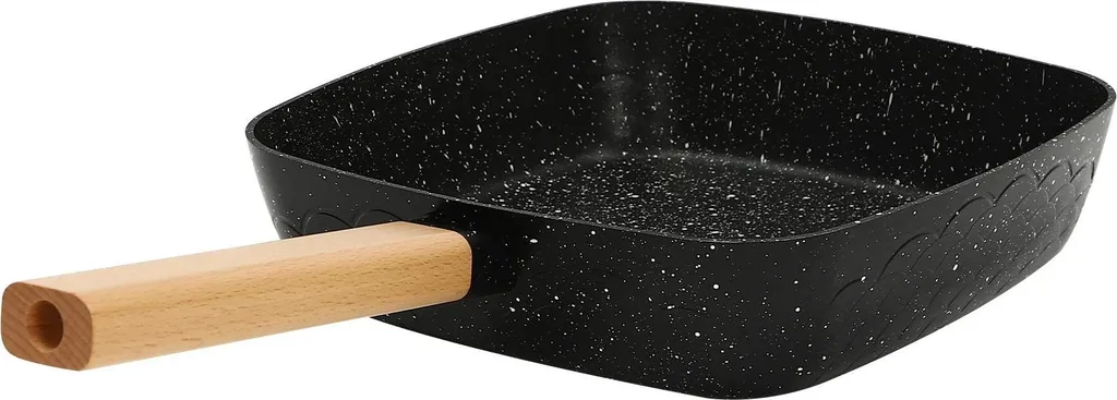 StarTech Square omelet pan - frying pan - non-stick coating - 18×18×6.5 cm - aluminum alloy - beechwood handle - up to 250°C - black