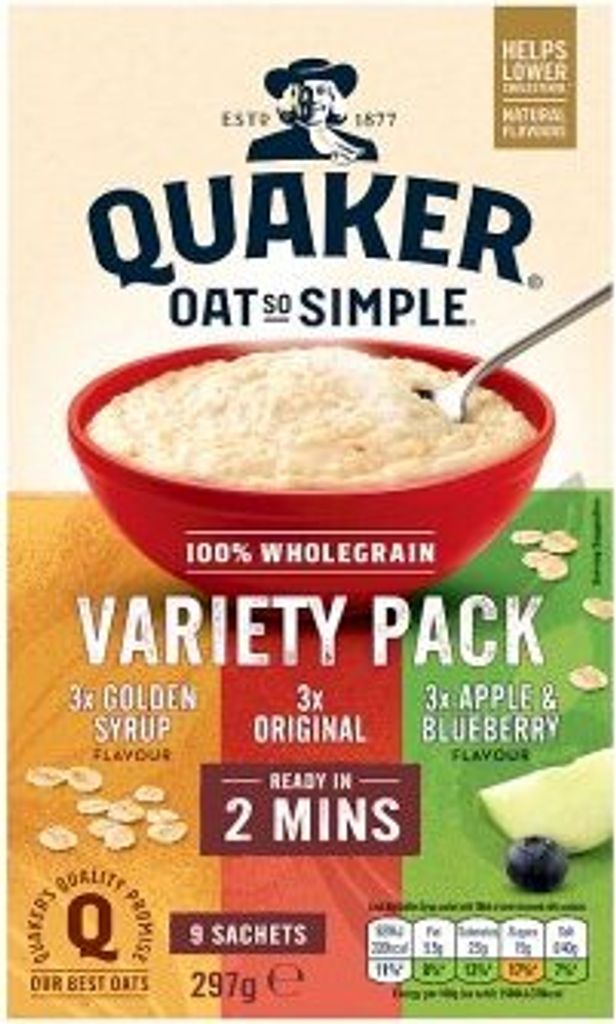Quaker Oats - Oat so Simple, Variety Pack 9 x 33g (297g) 594g