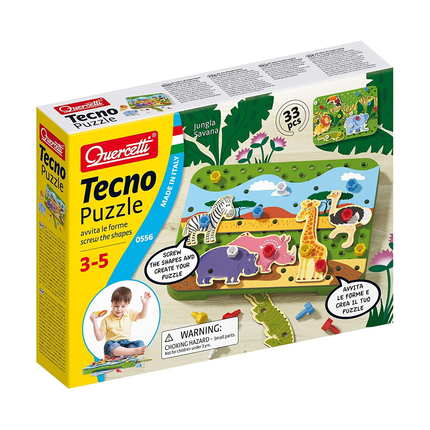 Quercetti Tecno Jigsaw Puzzle Jungle Savannah Creativity And Motor Skills