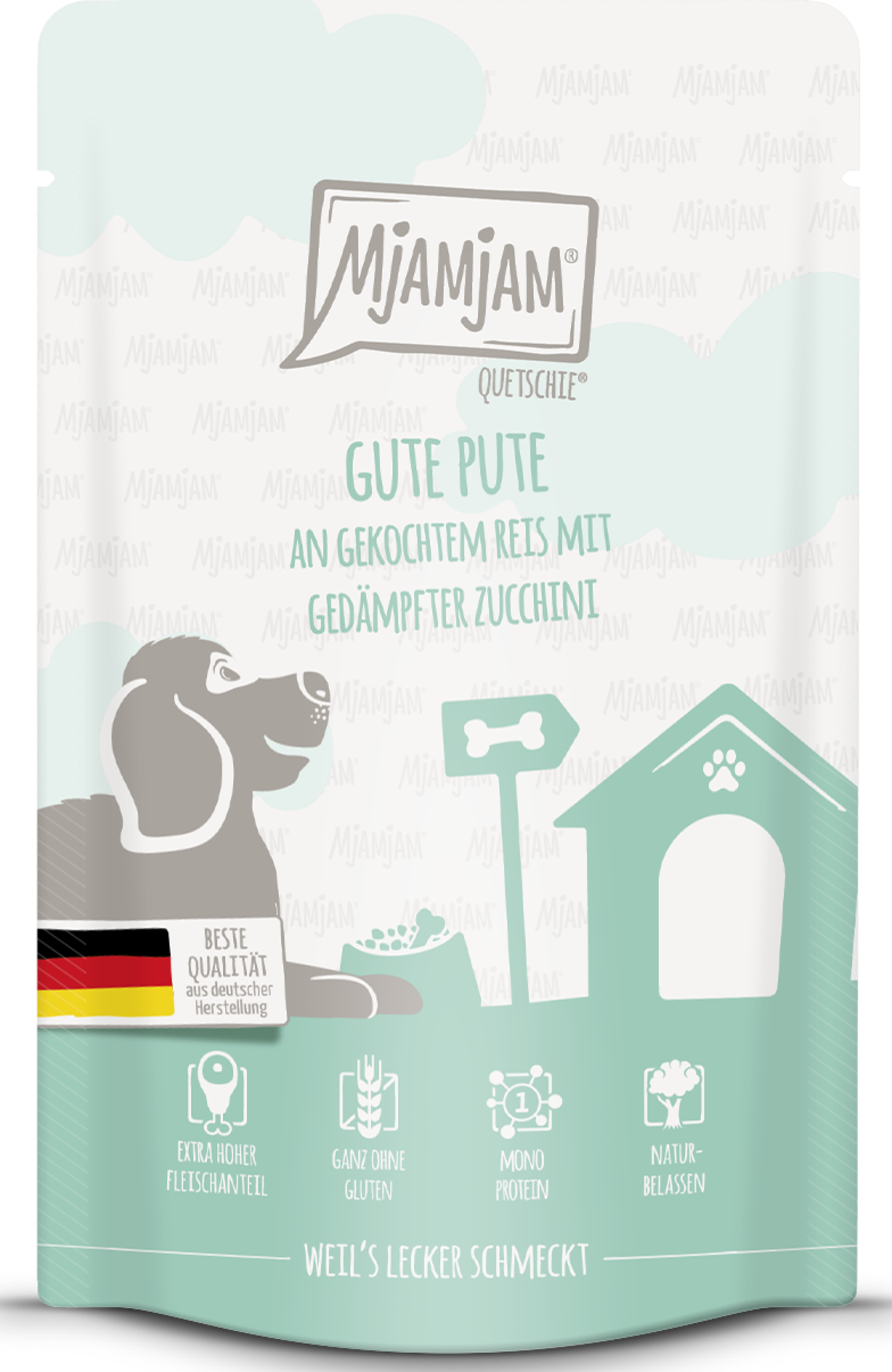 MjAMjAM Quetschie - good turkey on boiled rice with steamed zucchini