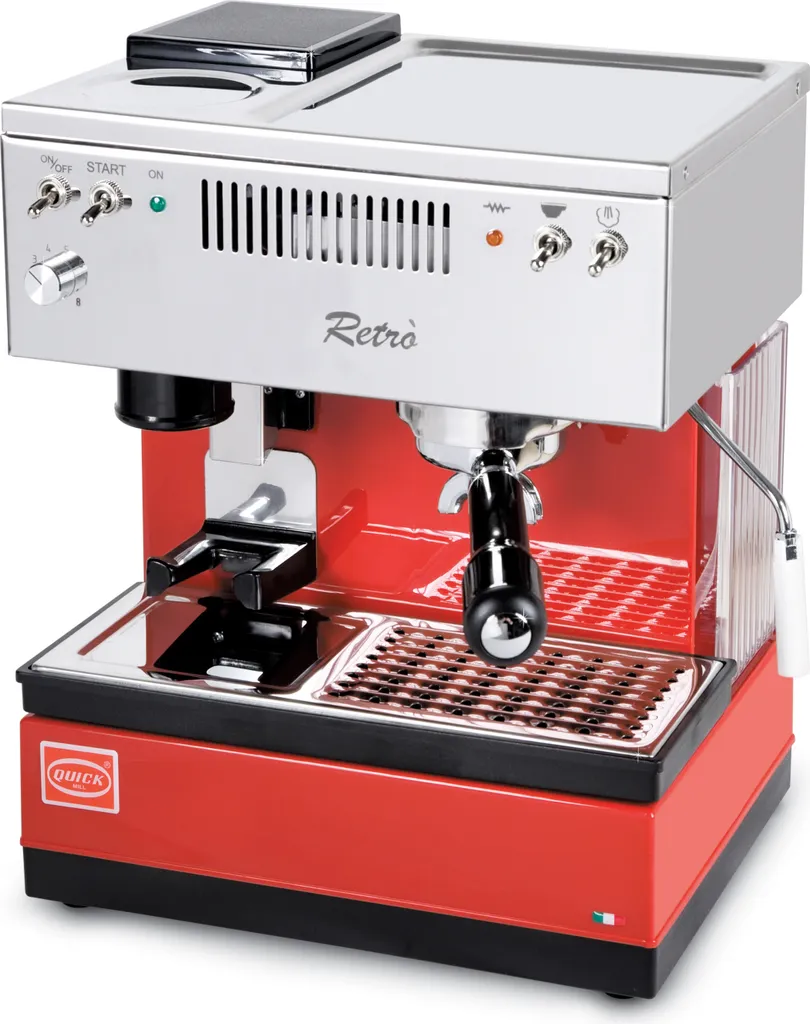 Quickmill Model 0835 Retro Portafilter Espresso Machine, red