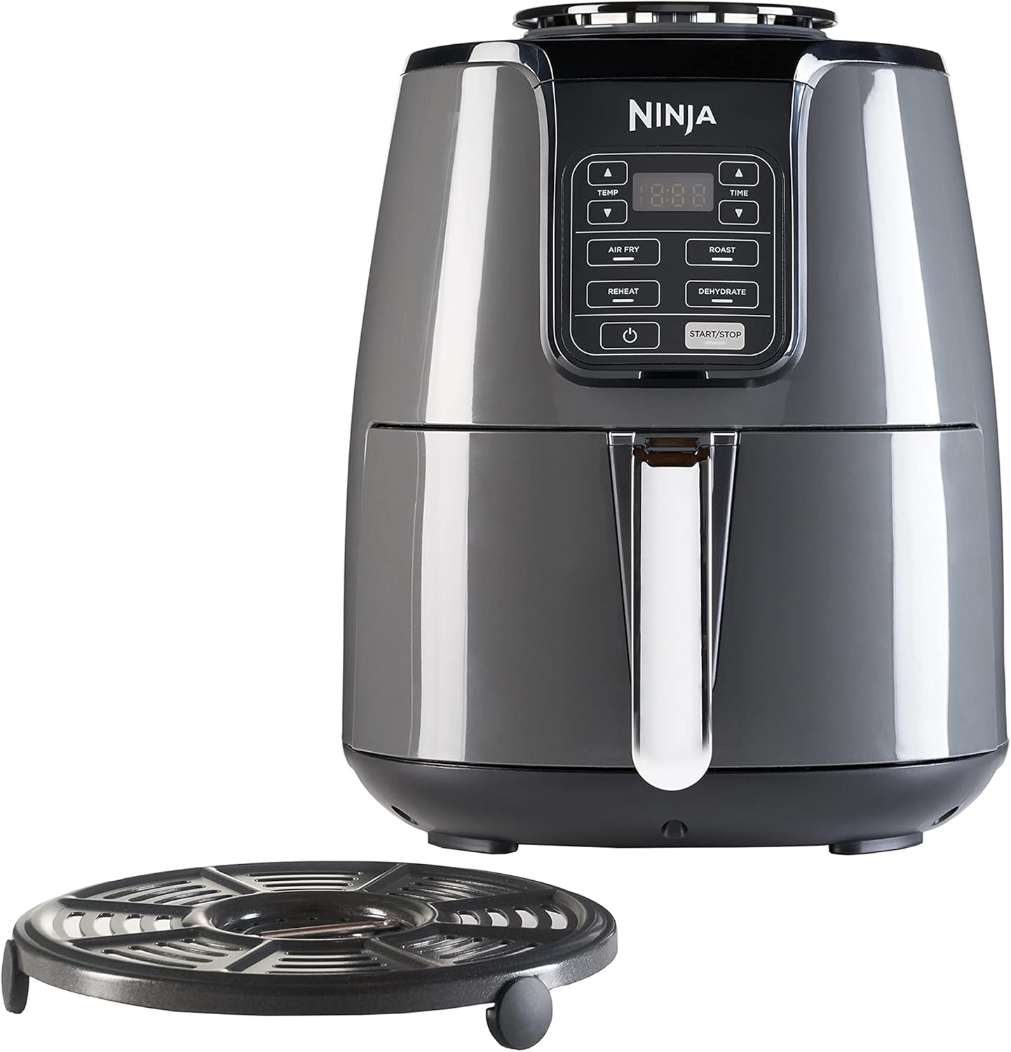 Ninja AF100UK Air Fryer 3.8L 4-in-1 Does Not Use Oil Air Frying, Roasting, Reheating, Dehydrating, Non-Stick, Dishwasher Safe Basket, Cooks 2-4 Servings, Digital, Gray and