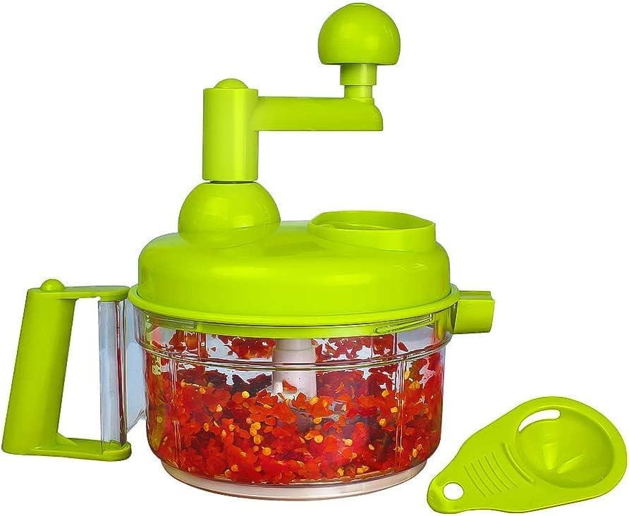 to do home Universal Chopper with Hand Crank for Vegetables, 800 ml, Fruit, Salad, Mixer Cutter, Meat Mill, Food Processor, Egg Separator, Green