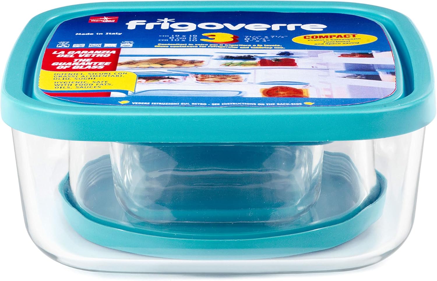 Bormioli Rocco Frigoverre Set of 5 Glass Food Storage Containers Transparent 390610-SK5 Transparent